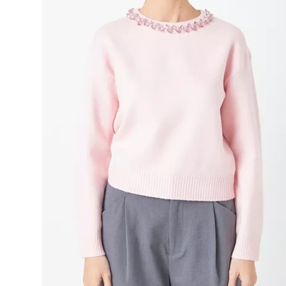 Endless Rose Embellished Crewneck Sweater